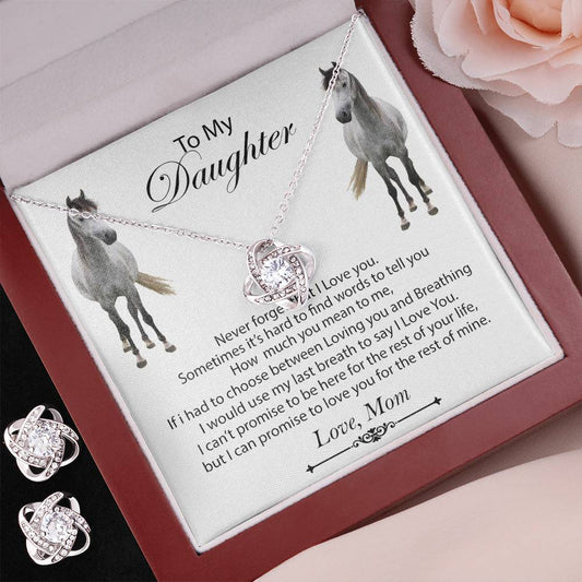 To My Daughter Love Knot Necklace & Earring Set Gift