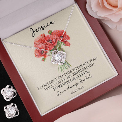 Personalized Bridesmaid Jewelry Set – Birth Flower, Name & Message Card