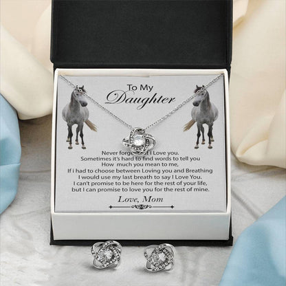 To My Daughter Love Knot Necklace & Earring Set Gift