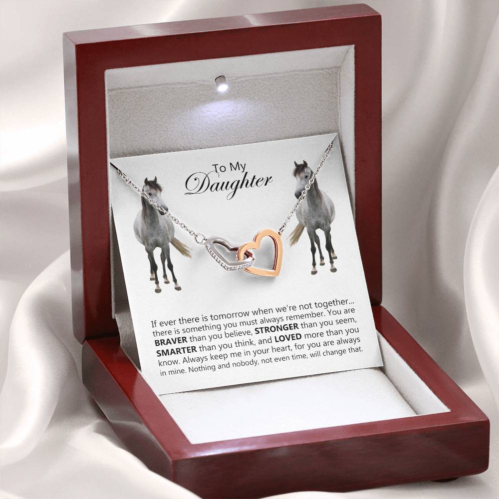 To My Daughter Horse Interlocking Hearts Necklace