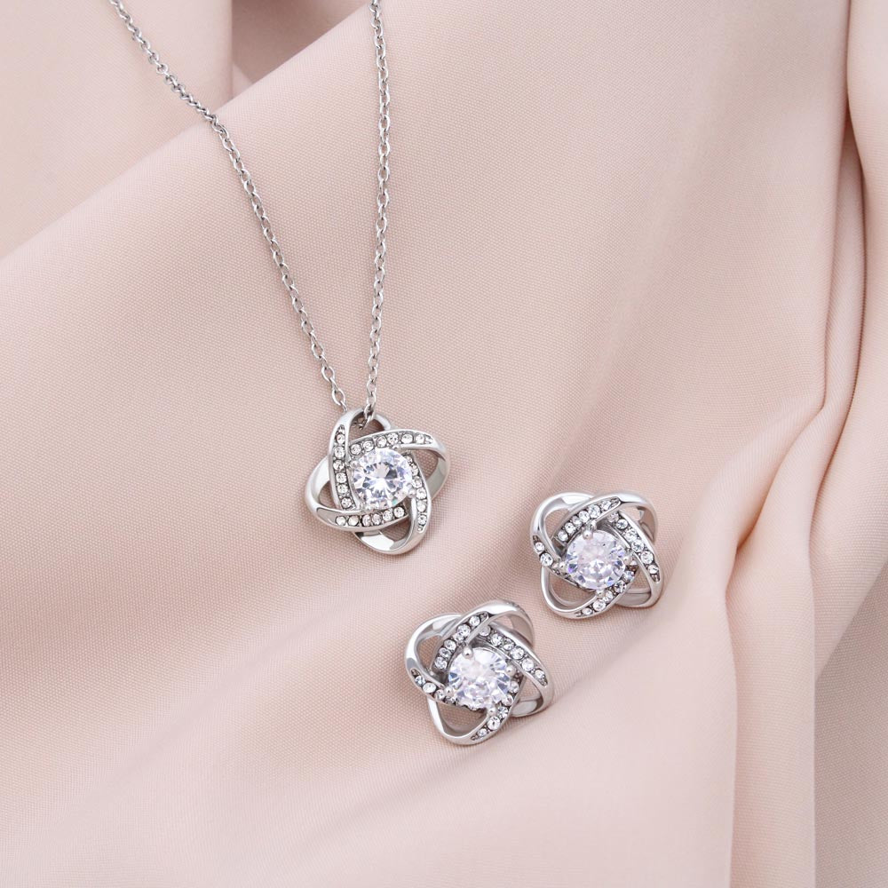 Personalized bridesmaid jewelry set bridesmaid gifts love knot earrings