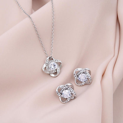 Personalized bridesmaid jewelry set bridesmaid gifts love knot earrings