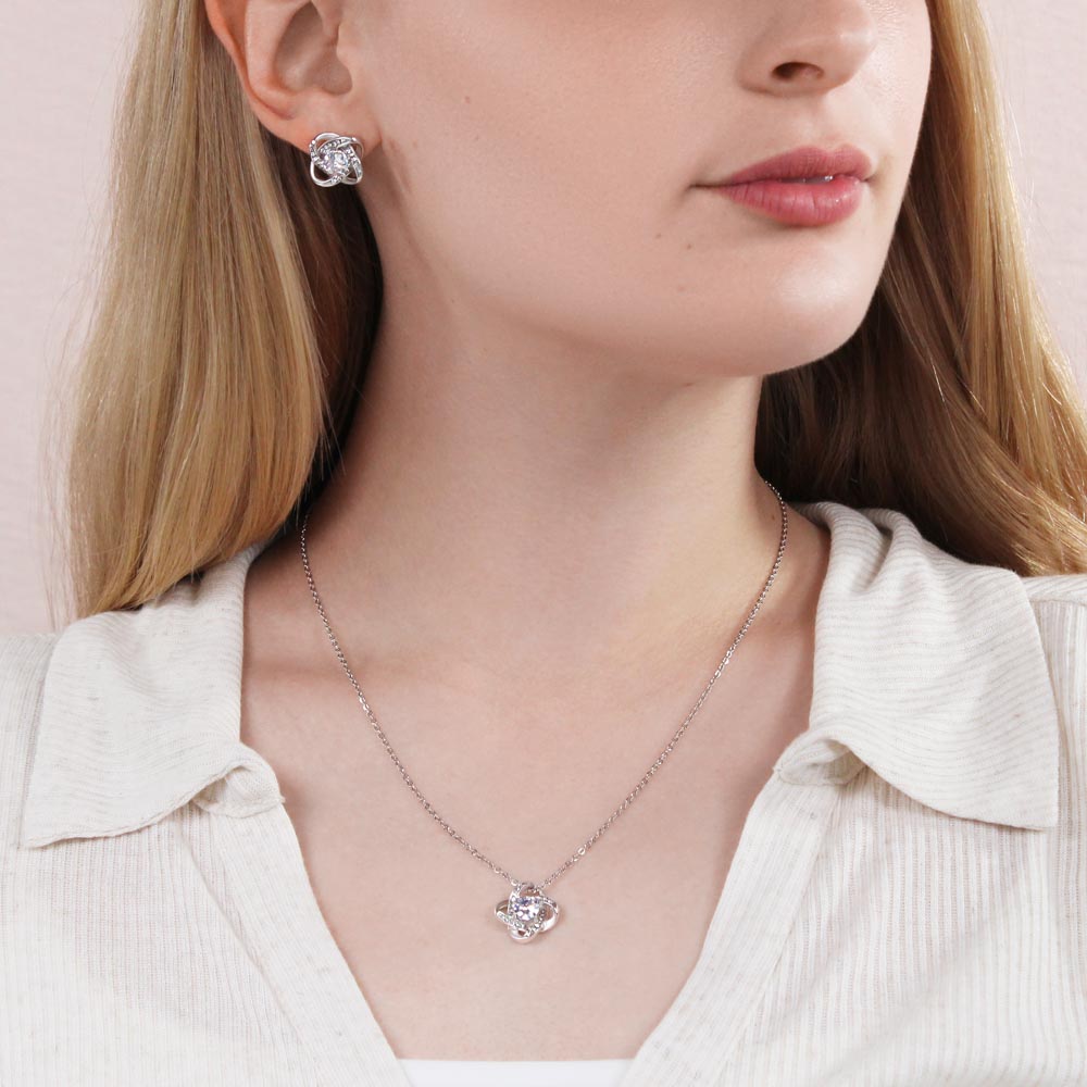 Personalized bridesmaid jewelry set bridesmaid gifts love knot earrings
