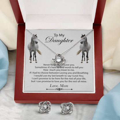 To My Daughter Love Knot Necklace & Earring Set Gift