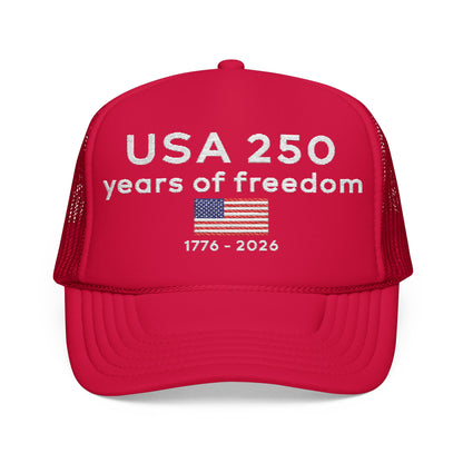 USA 250 Years Of Freedom 1776 2026 Patriotic Trucker Cap