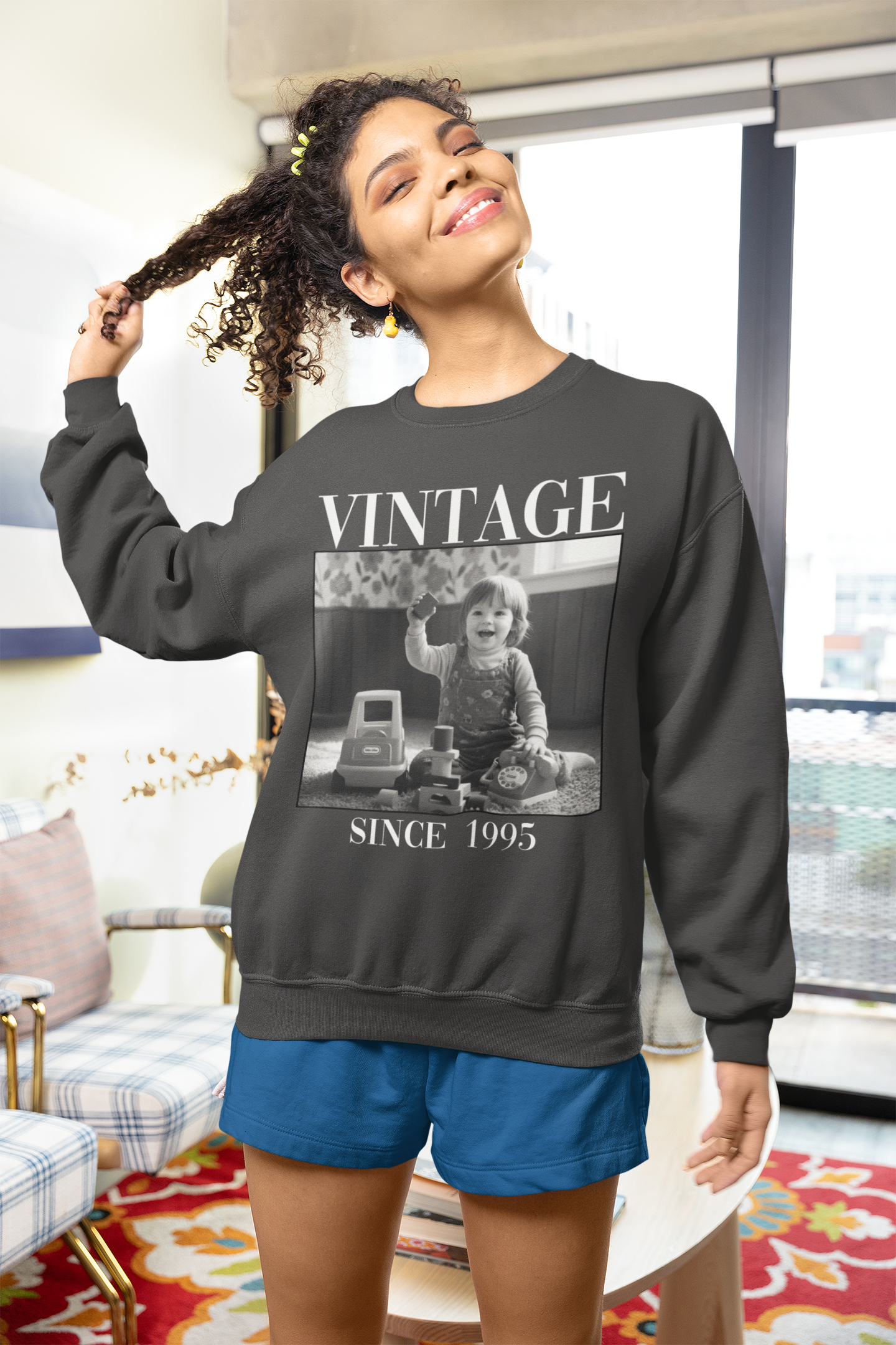 Personalised Vintage Photo Sweatshirt, Custom Photo Birthday Shirt, Vintage 30th Birthday Shirt, 40th Birthday Gift, Vintage 1995 Sweatshirt